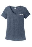 District Made® - 4.5 oz Blended Perfect Tri® V-Neck Tee with Greif Printed Logo - Ladies