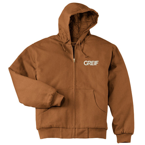 CornerStone® - TALL Duck Cloth HOODED Work Jacket with Greif Embroidery Logo - Men's
