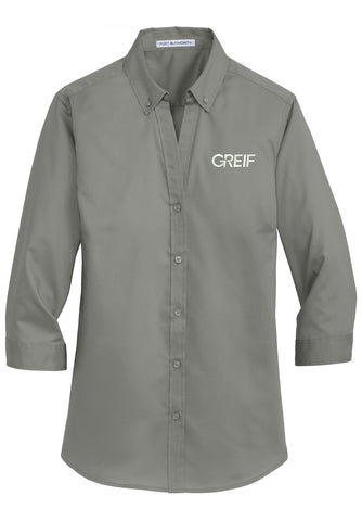 Port Authority® - 3/4-Sleeve SuperPro™ Twill Shirt with Greif Logo - Ladies
