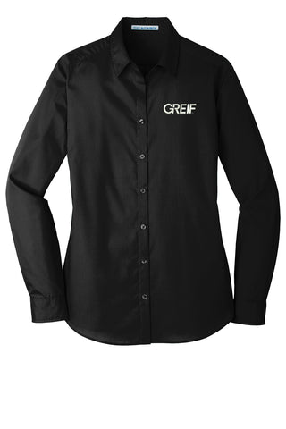Port Authority® - LONG SLEEVE Carefree Poplin Shirt with Greif Logo - Ladies