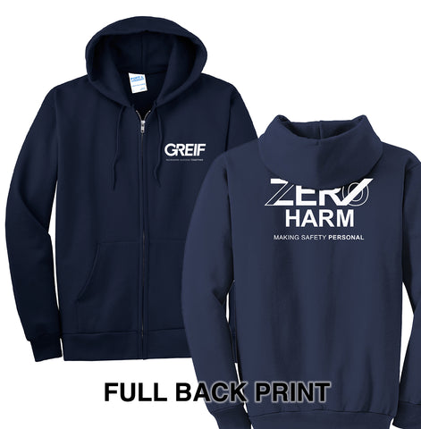 Zero Harm - Essential Fleece Full-Zip Hooded Sweatshirt