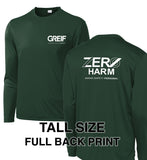 Zero Harm - TALL LONG SLEEVE Performance T-Shirt with Print Logo